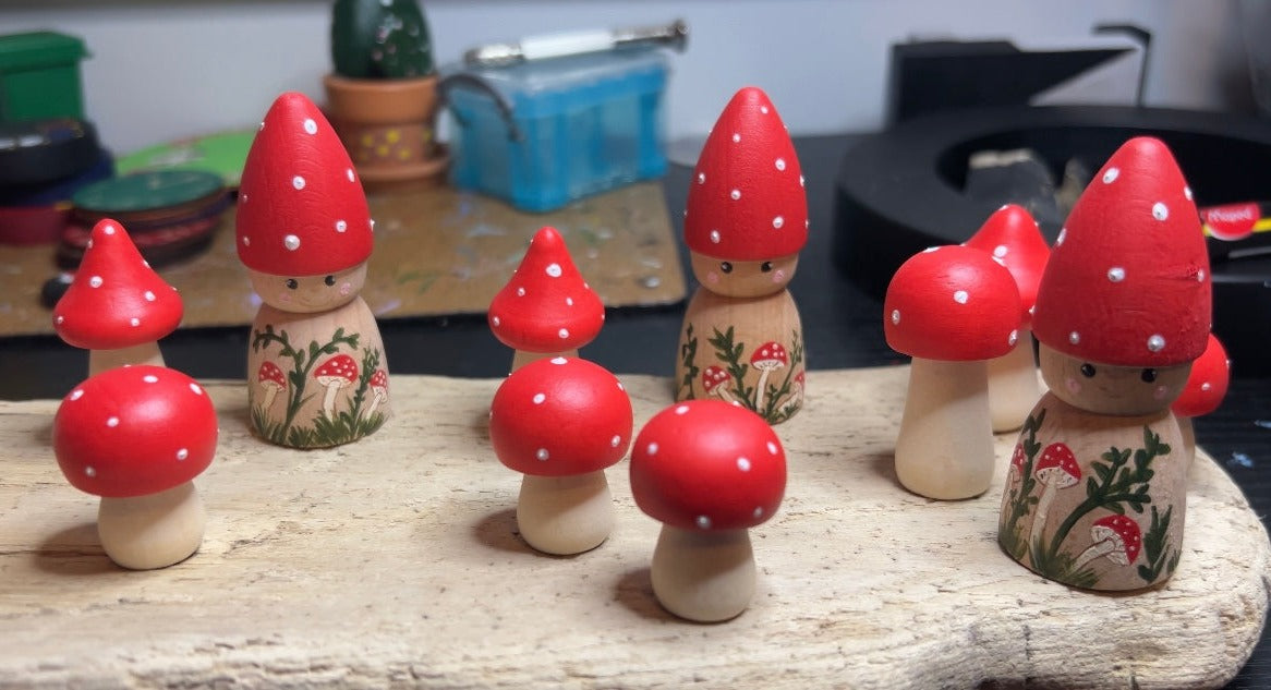'My Peg Pals' mushroom gnomes