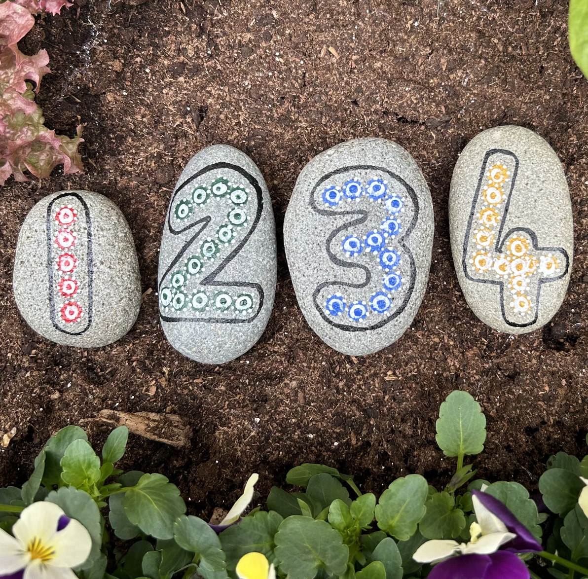 "Numbered Nature" — Hand-Painted Pebble Set